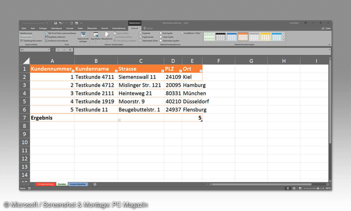 Excel: Relationale Datenbanken - Tabelle in Excel