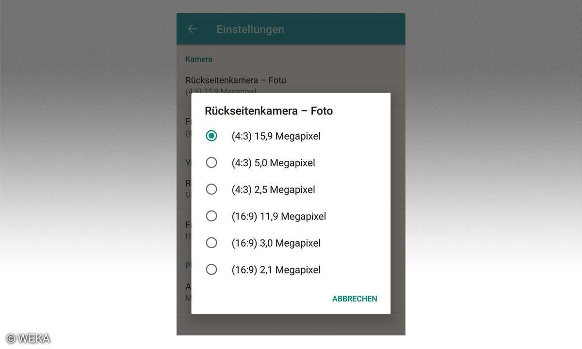 Auflösung einstellen