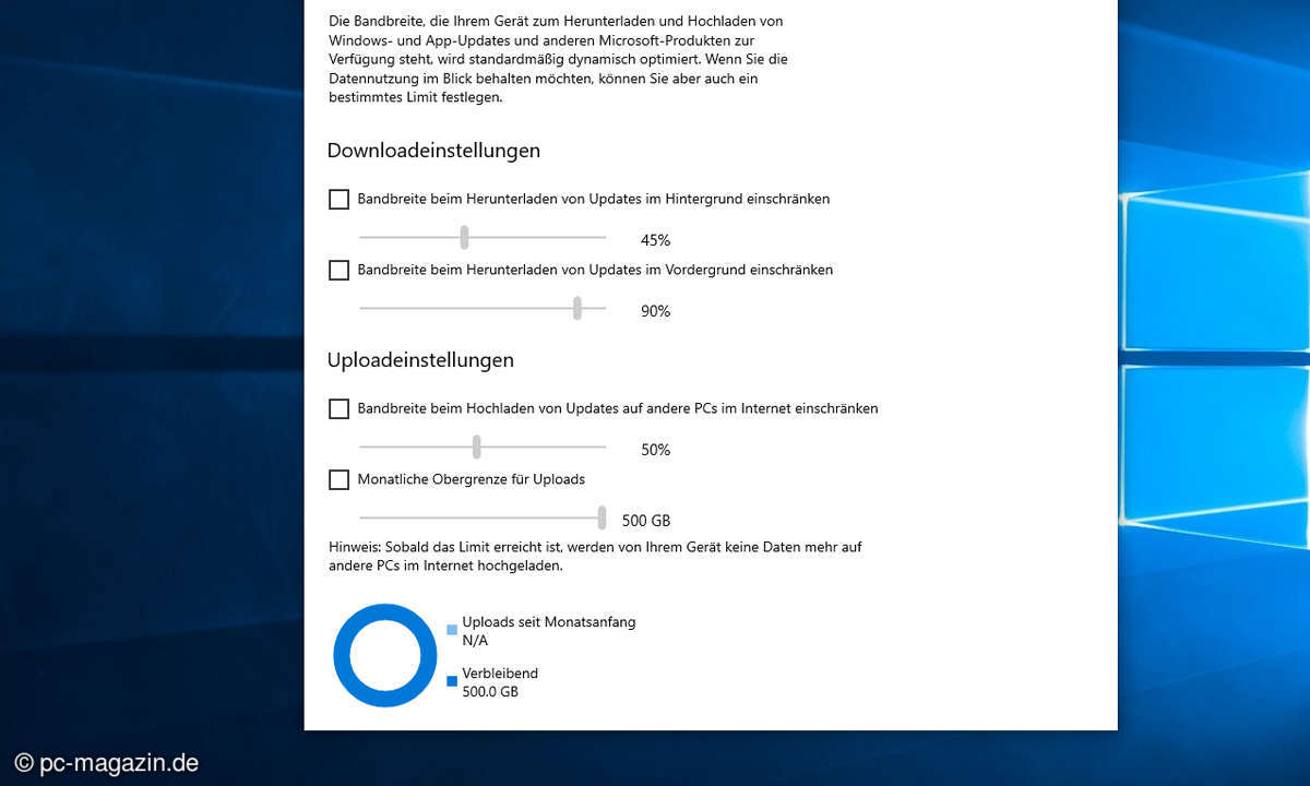 Windows 10: Update-Bandbreite begrenzen