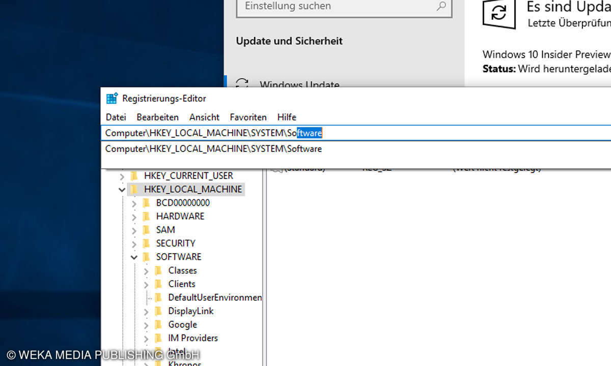 Windows 10: Registry-Editor in Redstone 5