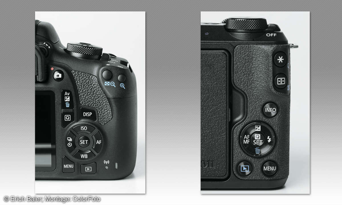 Canon EOS 2000D vs. EOS M50: Bedienung hinten