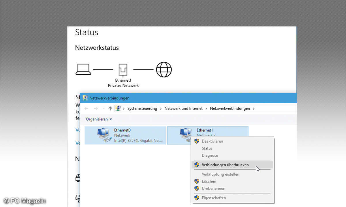 Windows 10: Netzwerk überbrücken