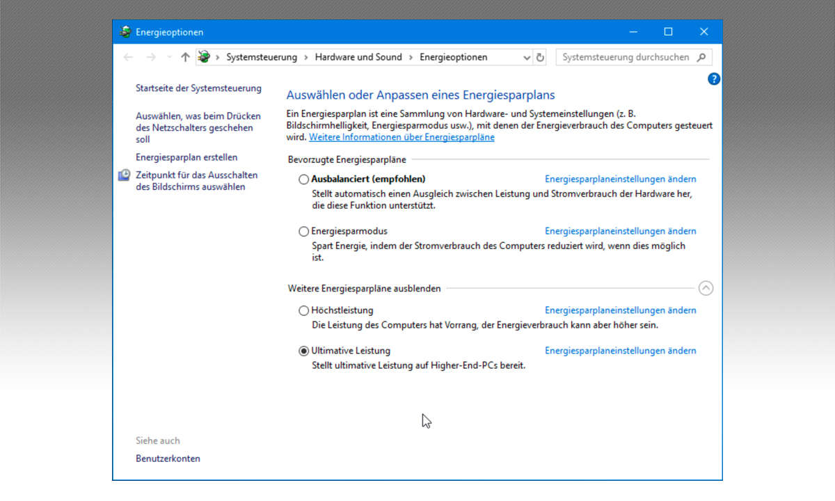 Windows 10: Ultimate Performance Modus aktivieren