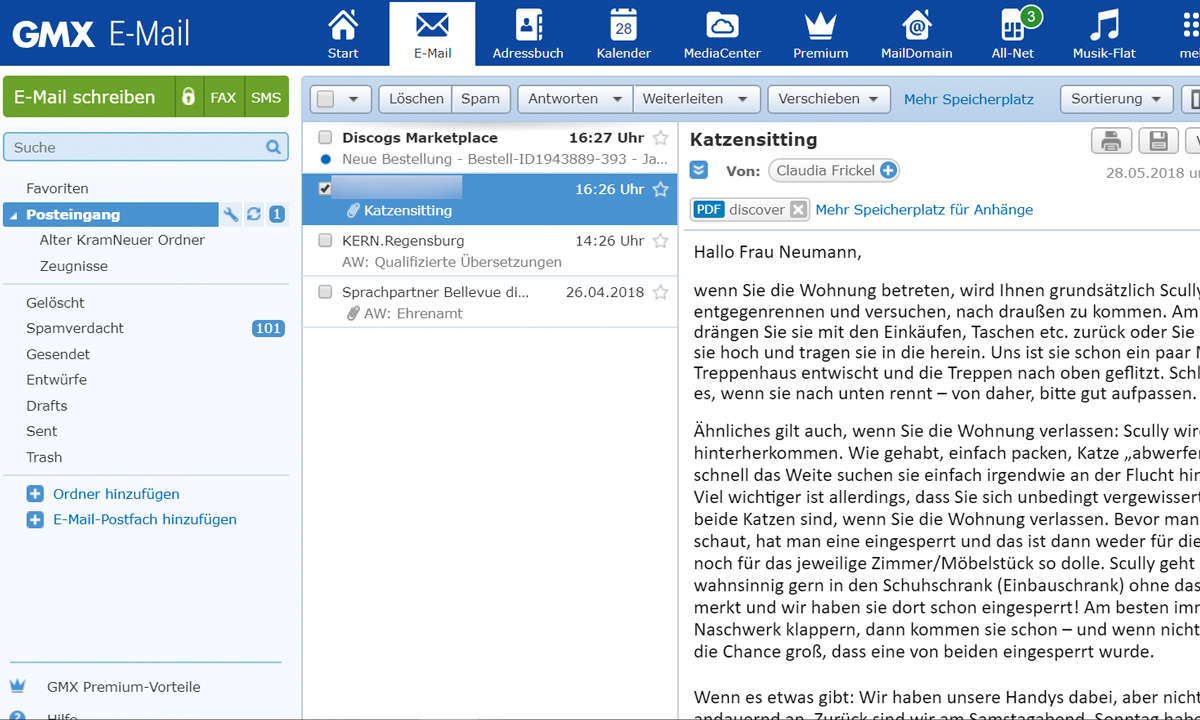 Gmail vs. GMX: GMX Übersicht