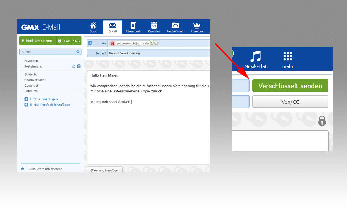 Gmail vs. GMX: GMX - Verschlüsselte Email