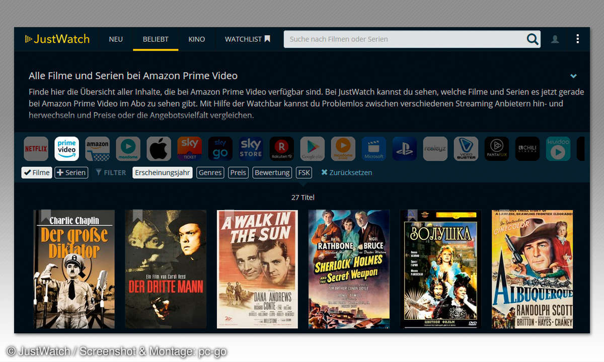 Tipps Netflix & Amazon Prime video: JustWatch