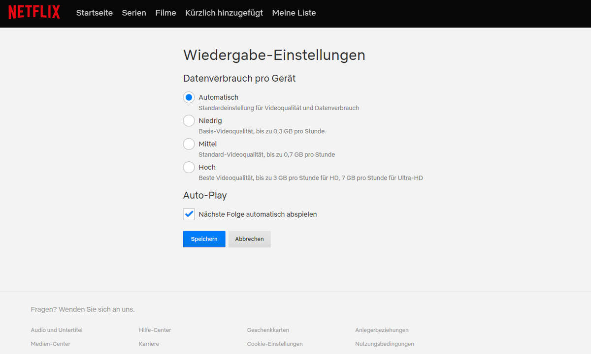 Netflix Autoplay deaktivieren