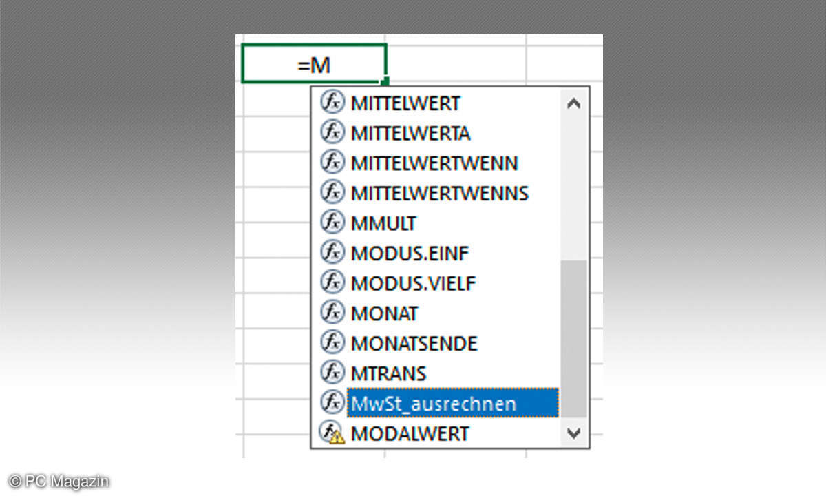 Excel-Funktionen erstellen