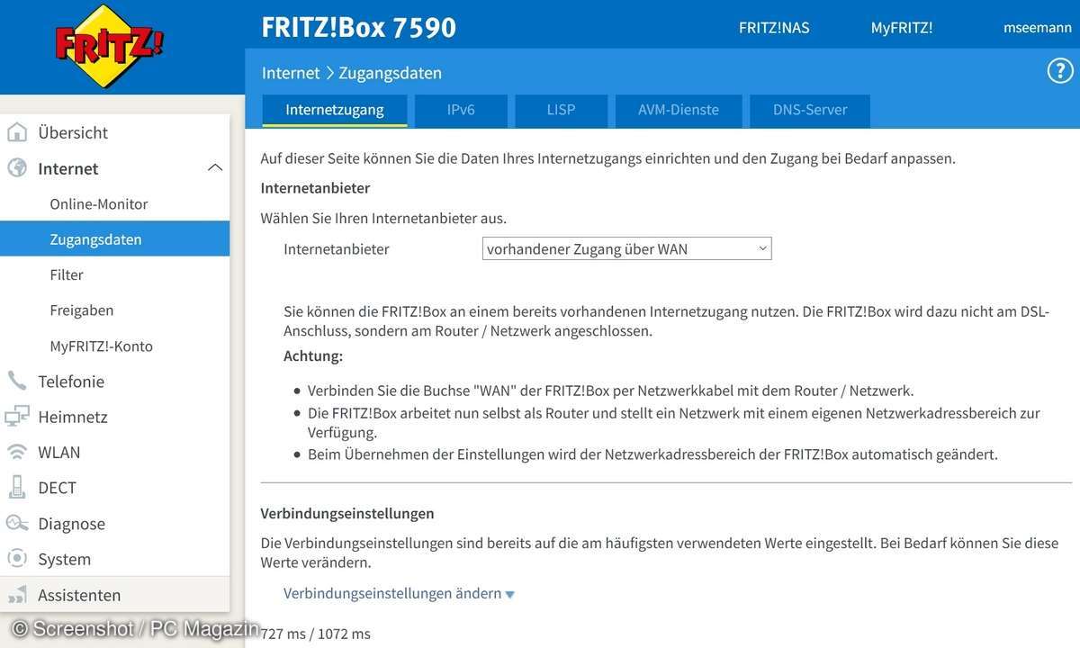 fritzbox router kaskade zonierung