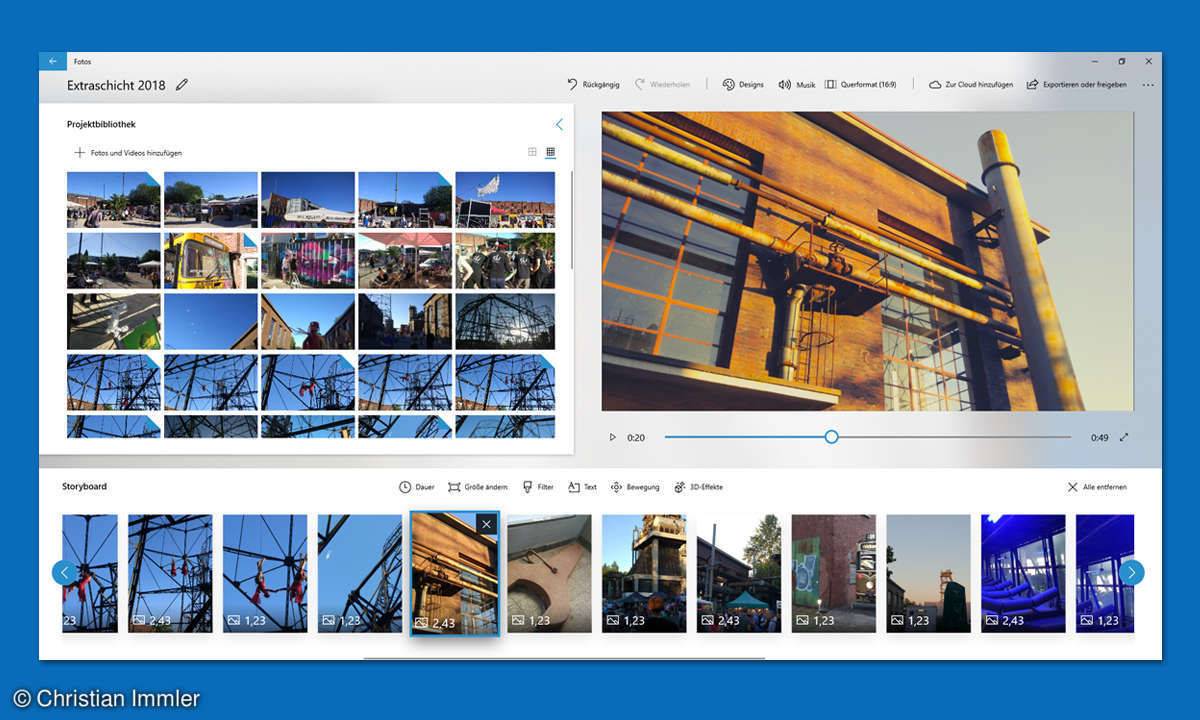 windows 10 fotos app storyboard