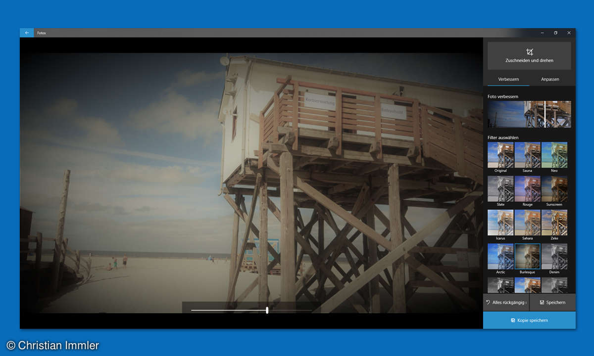 windows 10 foto app filter