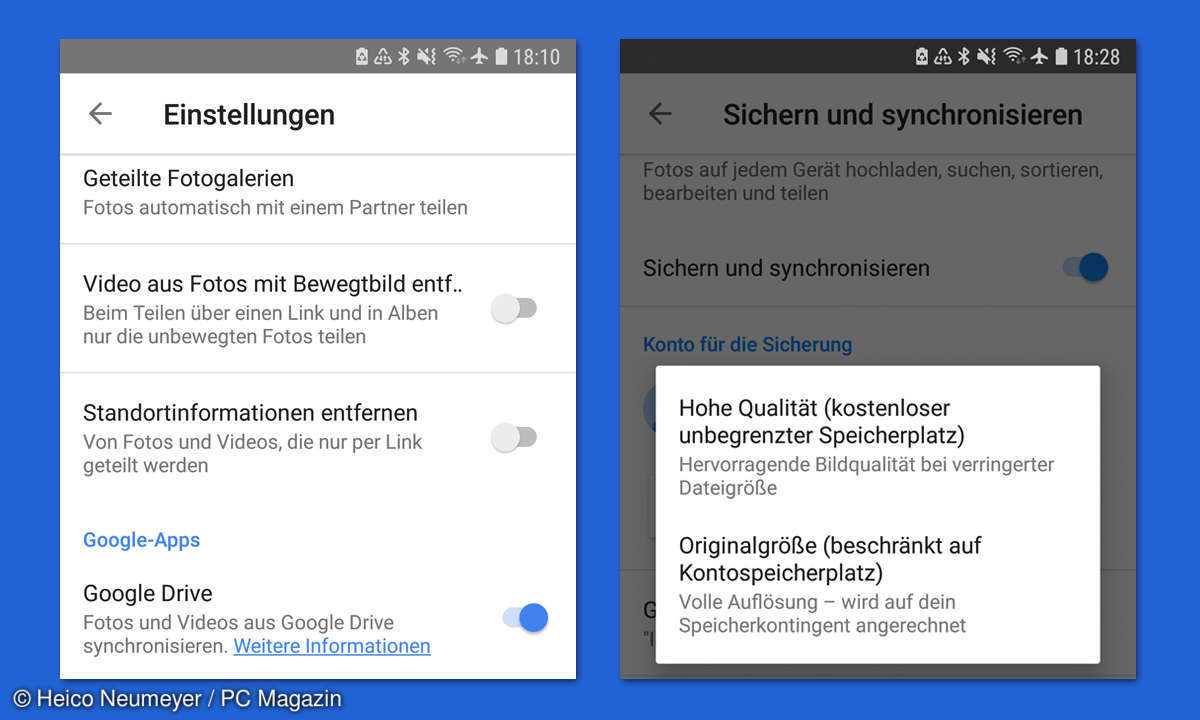 Google Fotos Einstellungen
