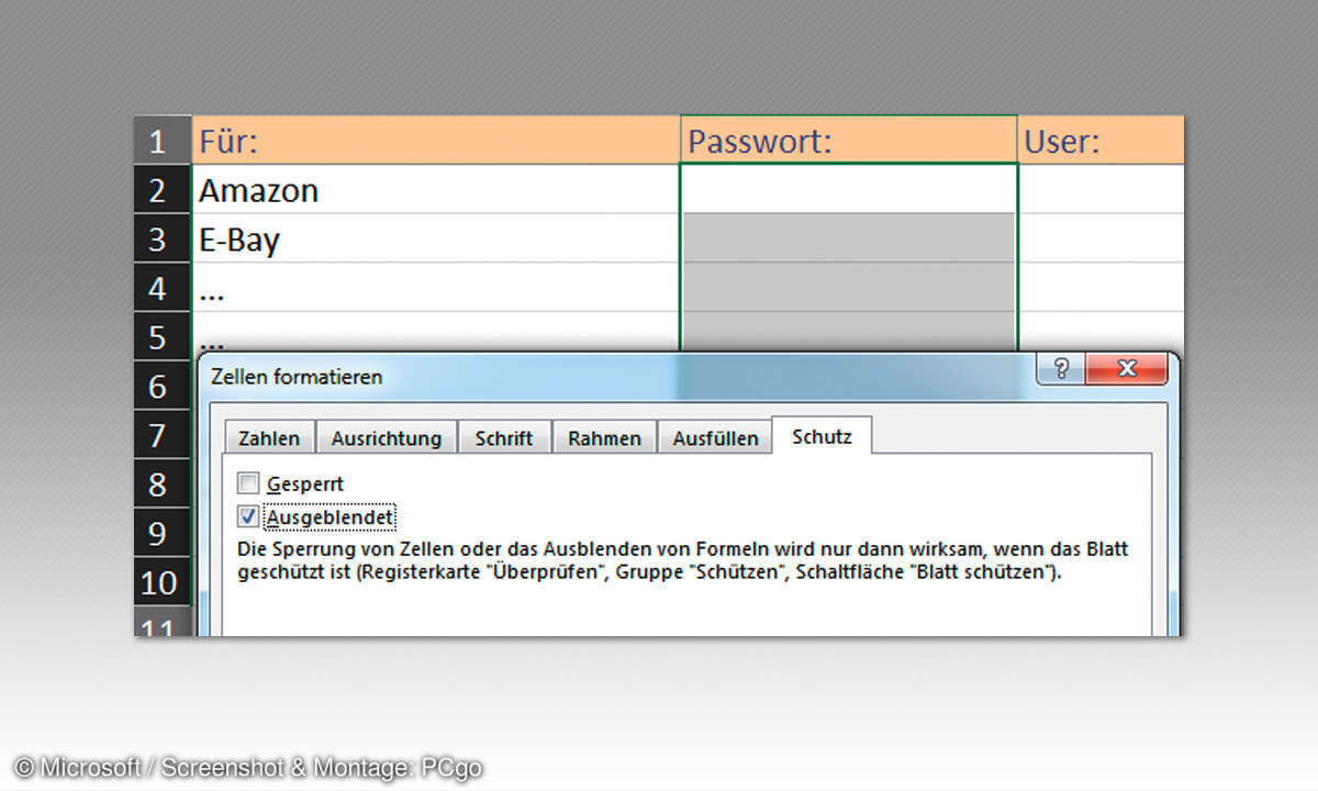 Excel-Daten sicher verbergen - Ausgeblendet