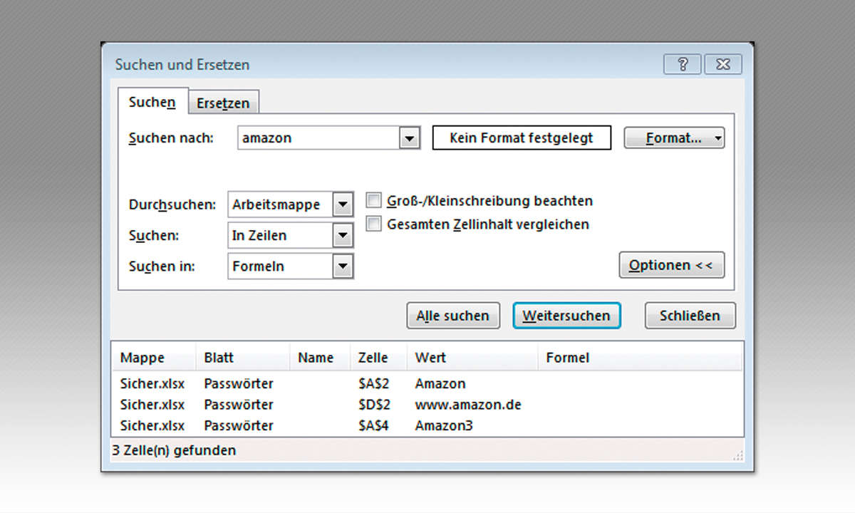 Excel-Daten sicher verbergen - Passwort suchen