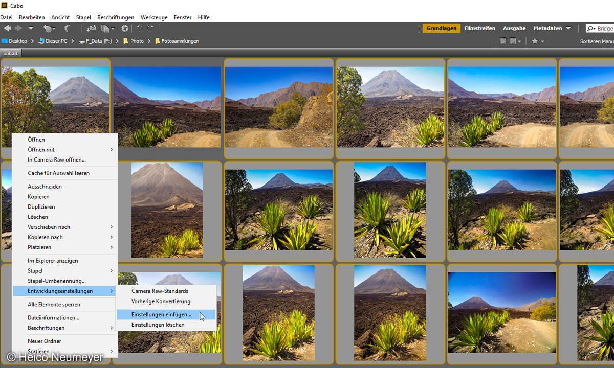 Adobe Bridge Cabo Entwicklungseinstellungen