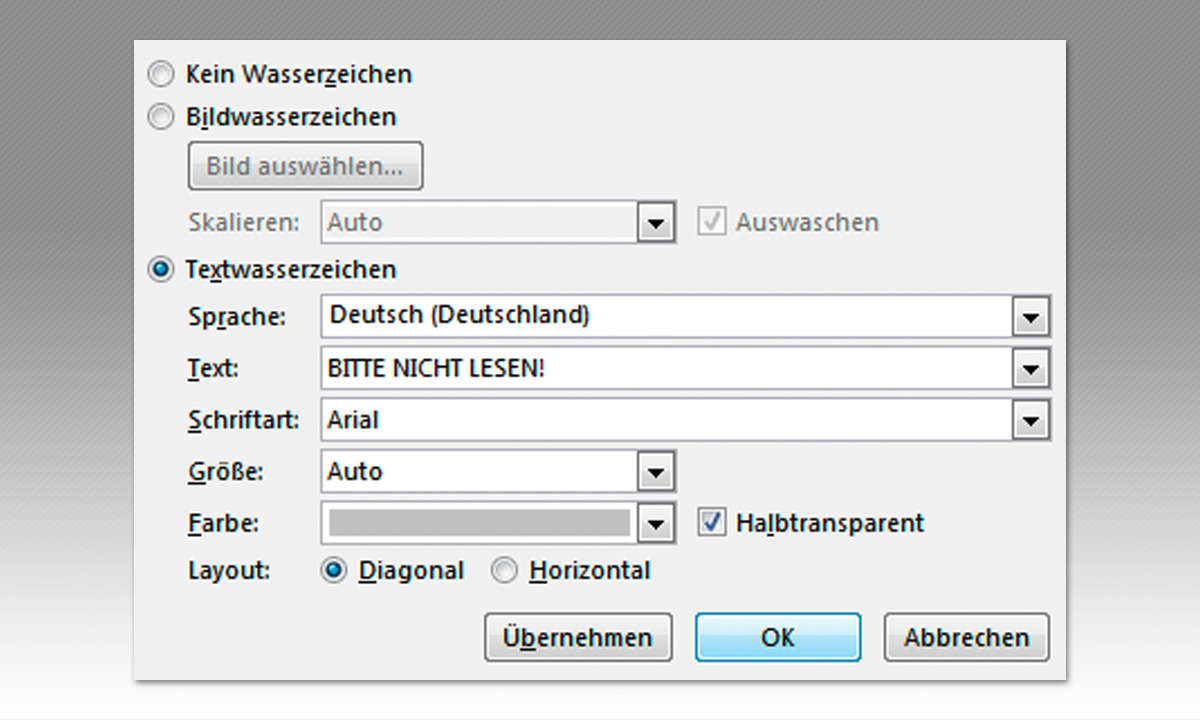 Word-Wasserzeichen einfügen - so geht's!