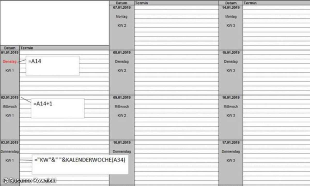 excel jahreskalender