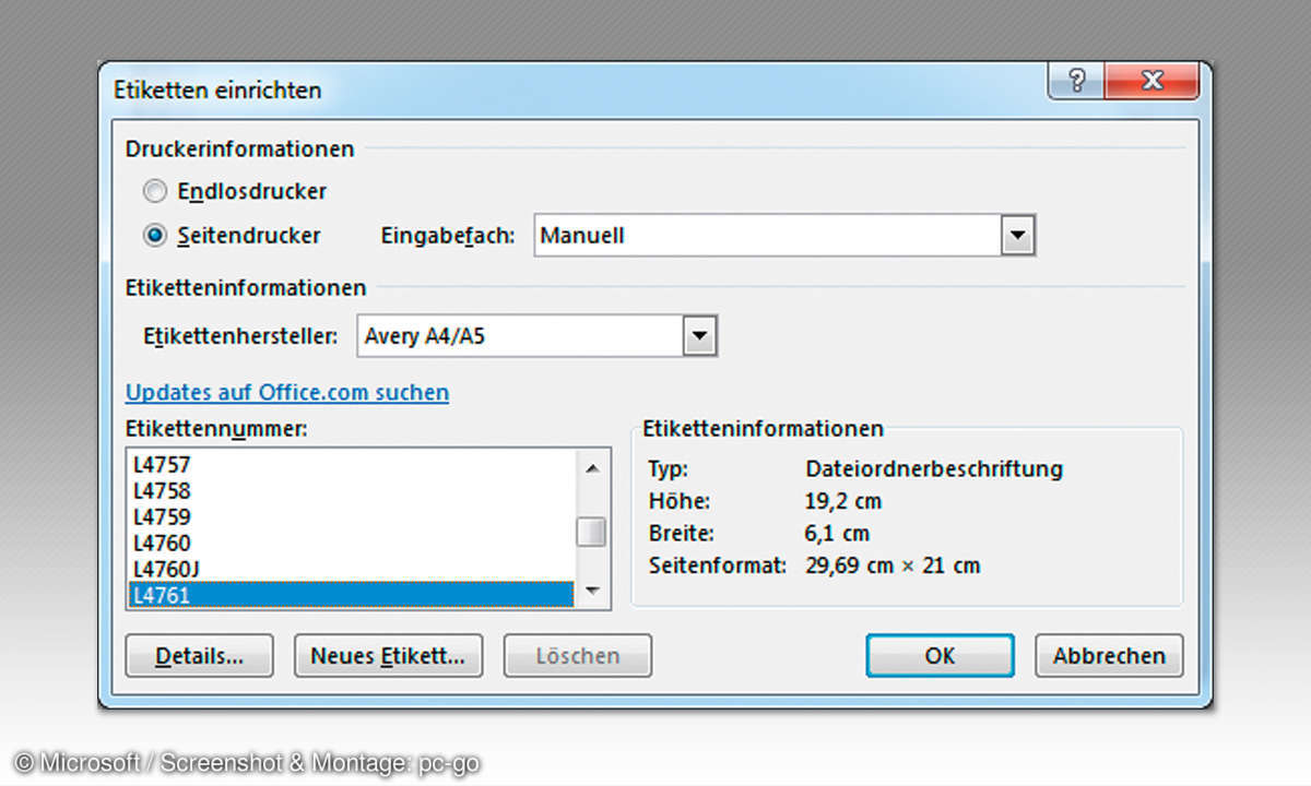 Word: So gestalten Sie selbst Ordnerrücken - Etikettenvorlagen
