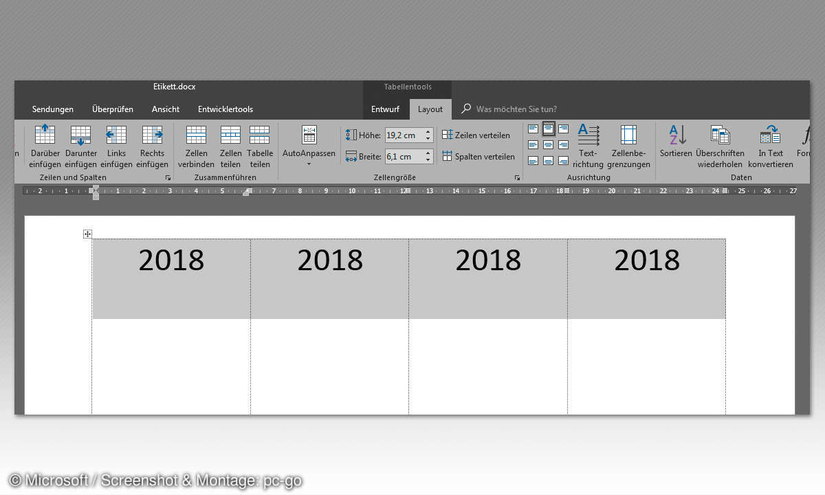 Word: So gestalten Sie selbst Ordnerrücken - Jahreszahlen