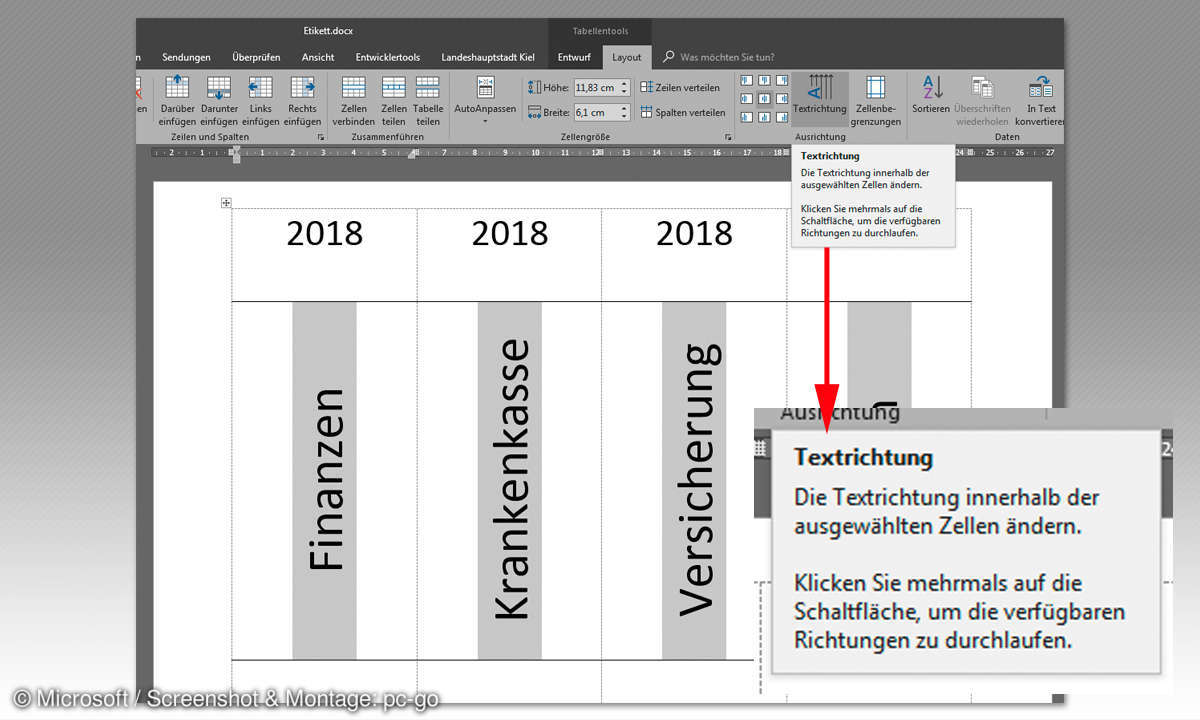 Word: So gestalten Sie selbst Ordnerrücken - Inhalte