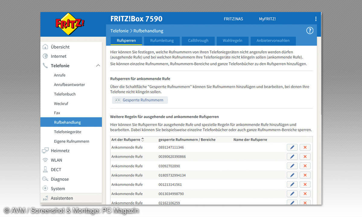 Telefonie im Heimnetz - Rufsperre