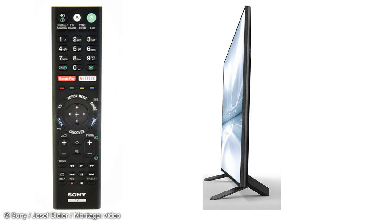 Sony KD-65ZF9 im Test - Fernbedienung & Seitenansicht