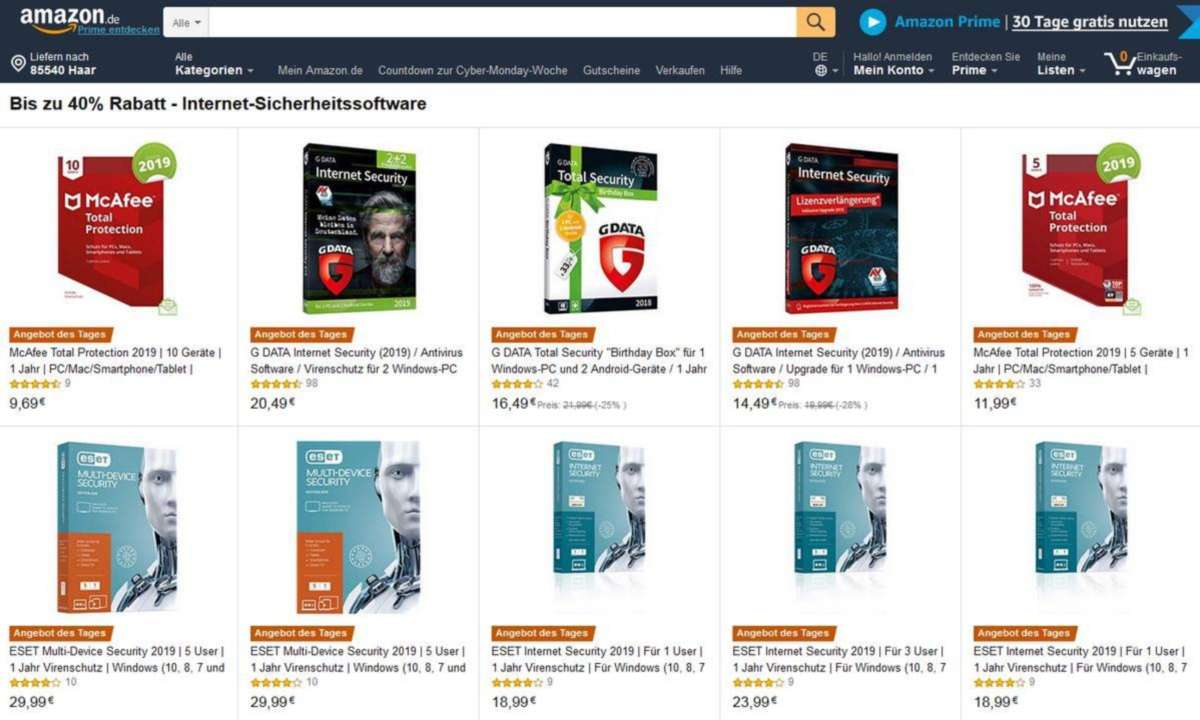 amazon antivirus software angebot