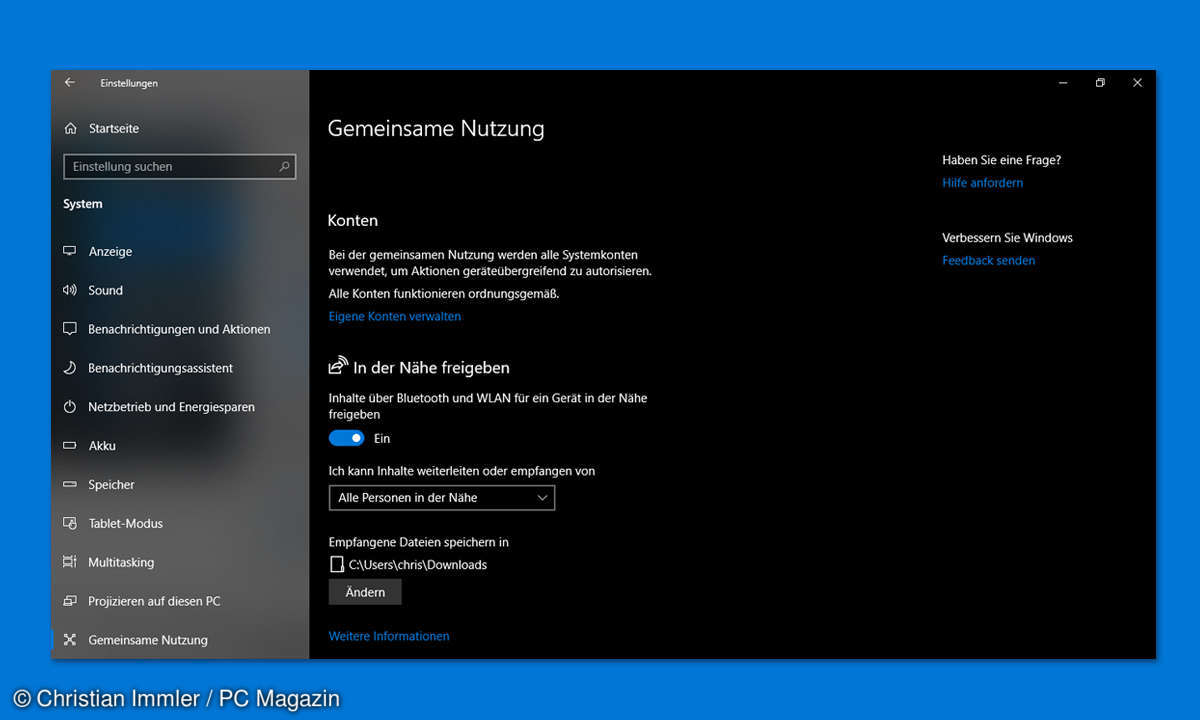 windows 10 bluetooth umgebungsfreigabe aktivieren