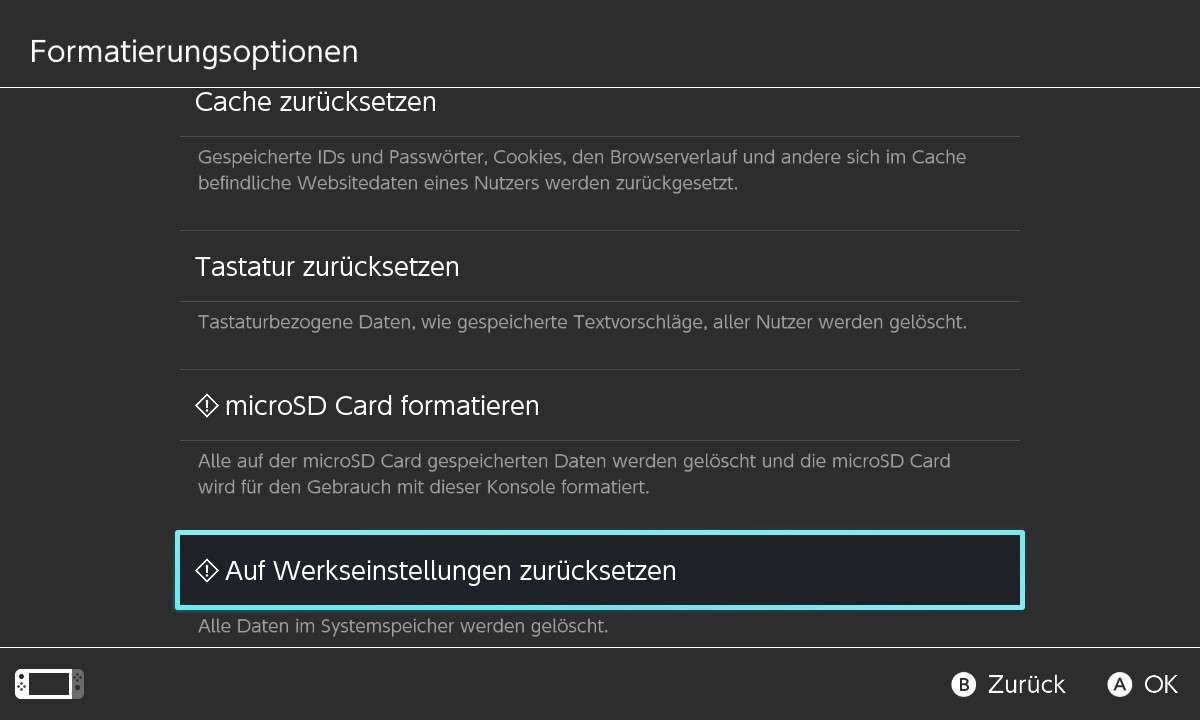 Nintendo Switch: Menü