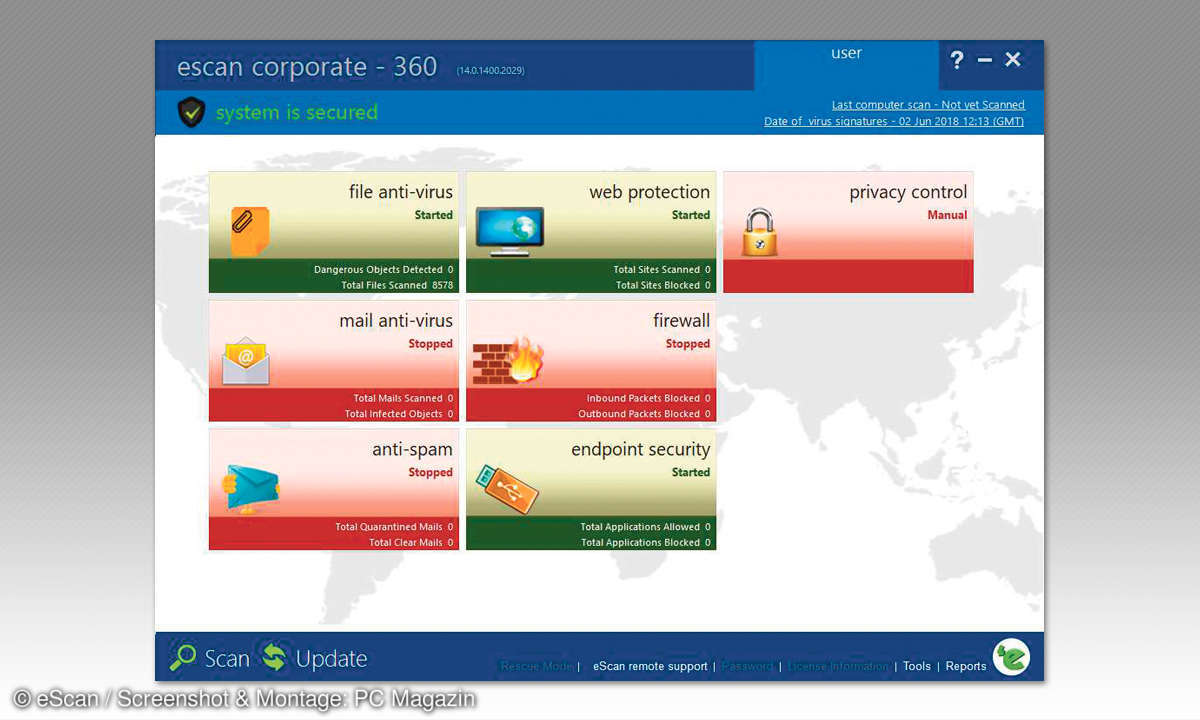 Business-Antiviren-Software-Pakete im Vergleich - eScan