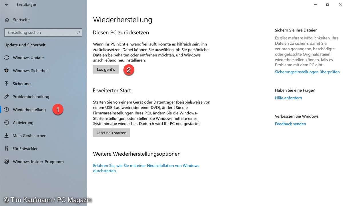 Windows 10 zurücksetzen