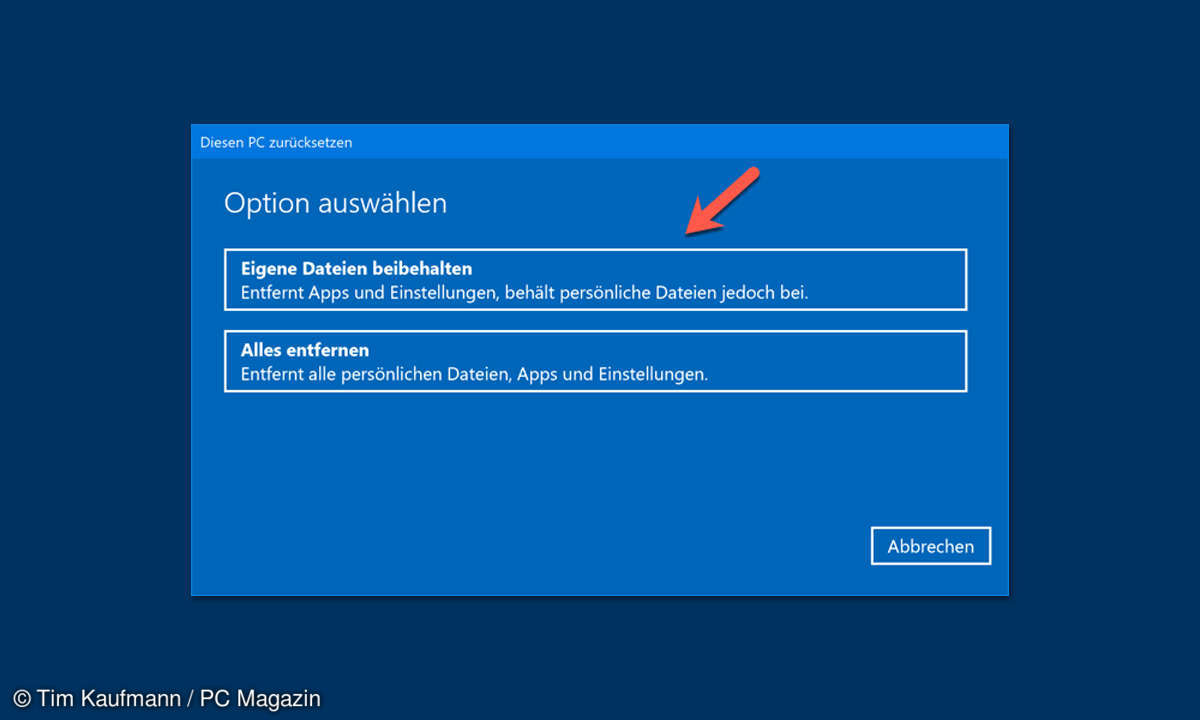 Windows 10 zurücksetzen