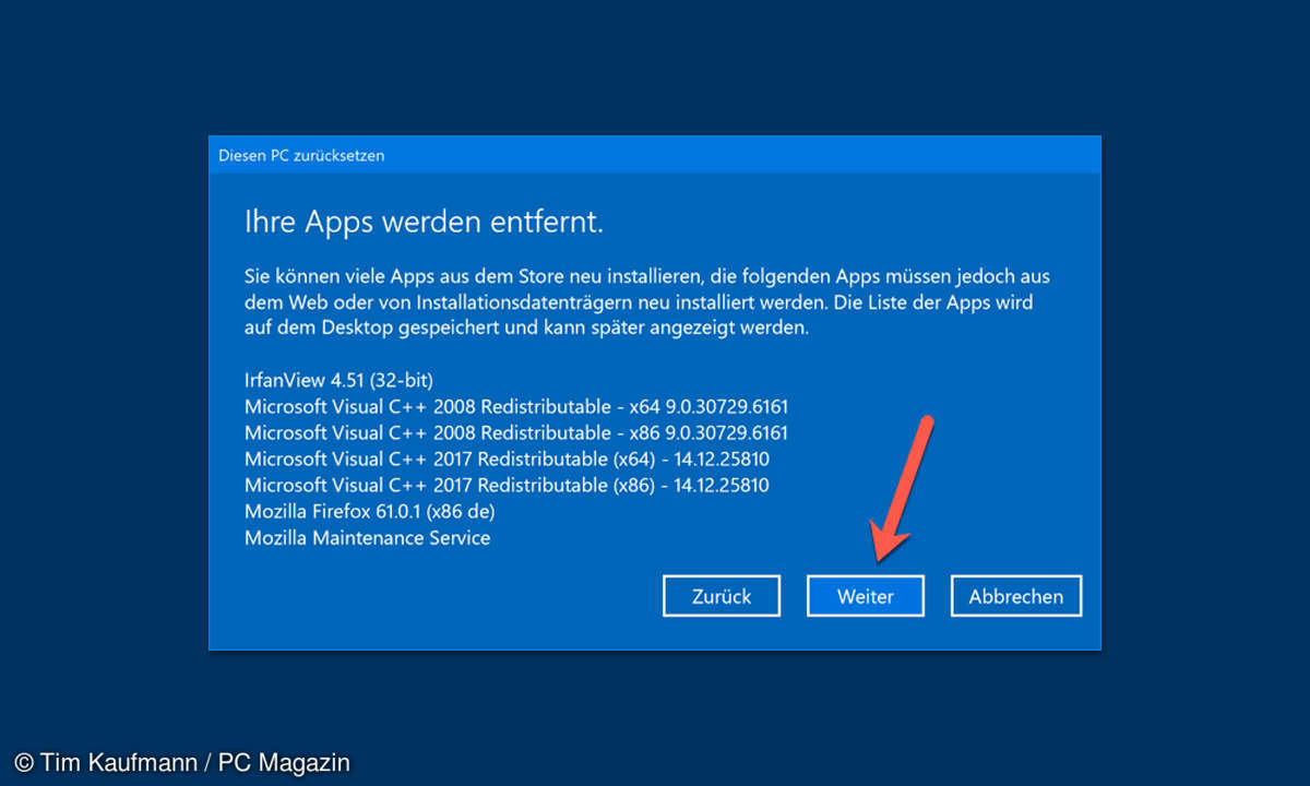 Windows 10 zurücksetzen