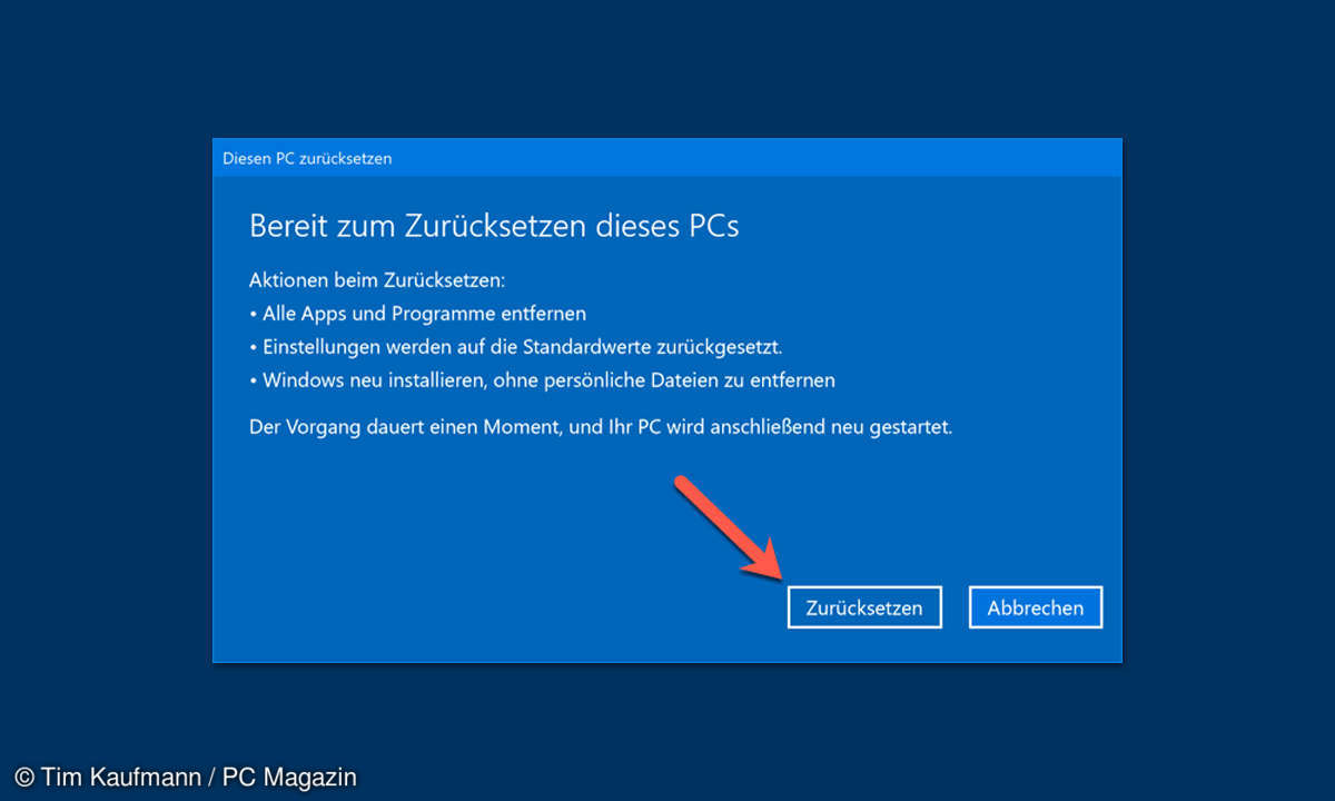 Windows 10 zurücksetzen