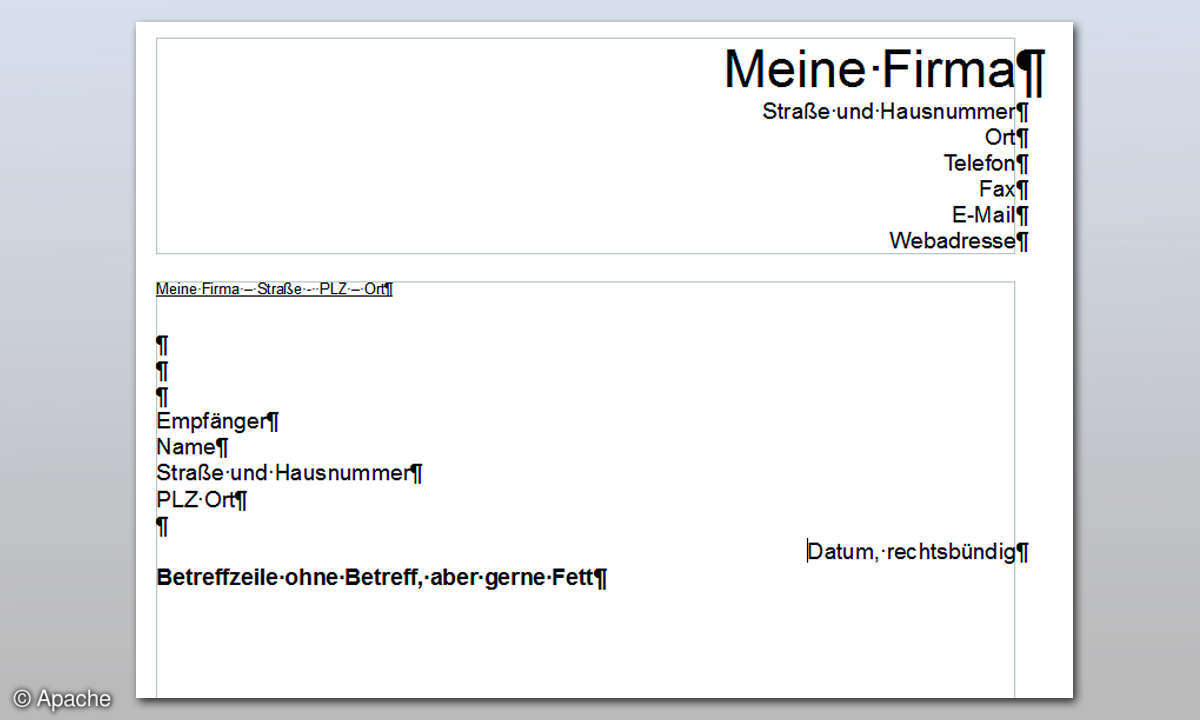 Briefkopf fertig Open Office Briefvorlage erstellen