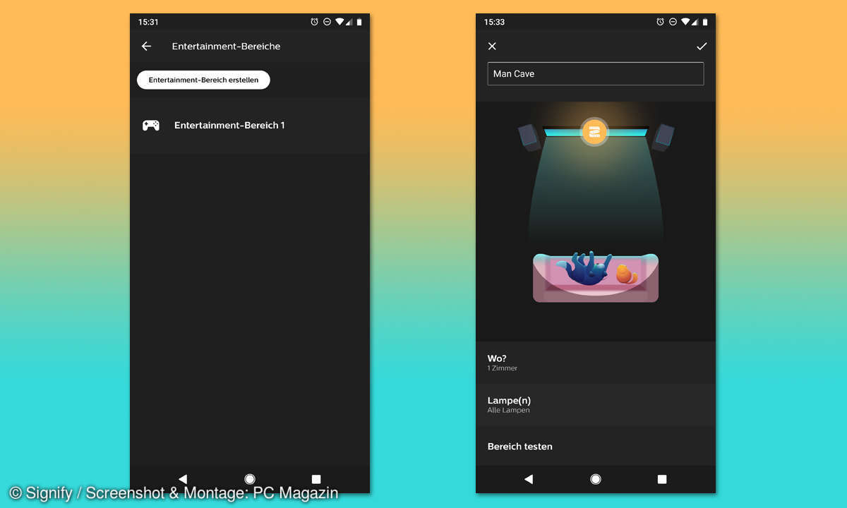 philips hue app entertainment bereich