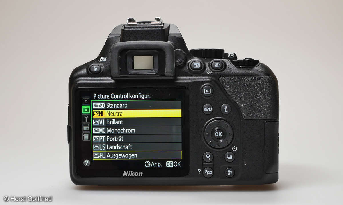 Nikon D3500 Test PictureControl Menü