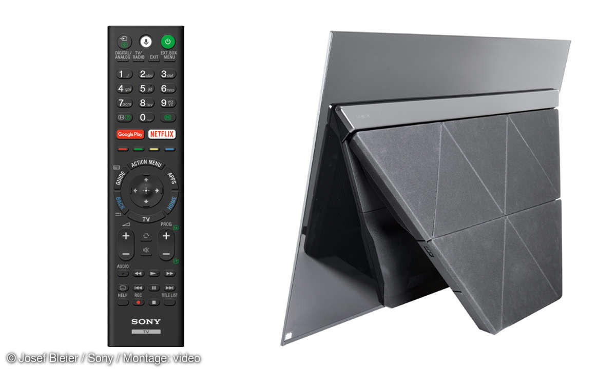 Sony KD-55 AF9: Fernbedienung und Standfuß