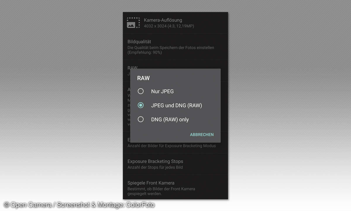 DNG Format nutzen - das müssen sie wissen - Kamera-App Open Camera