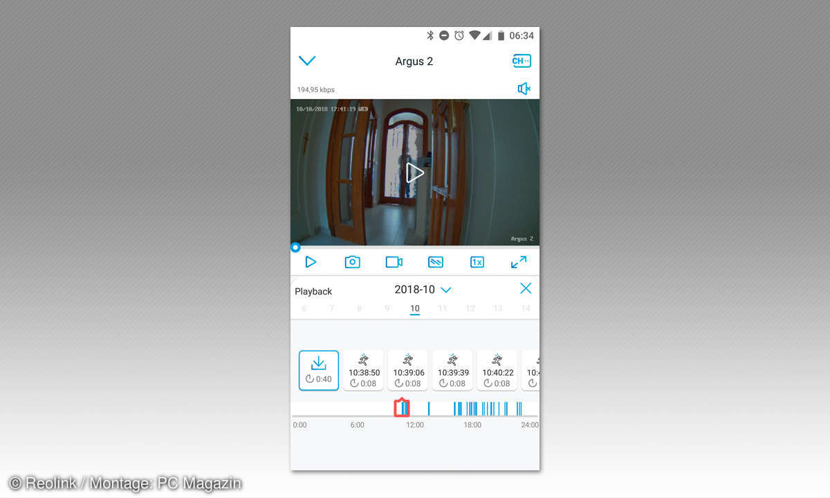 IP-Kamera Test 2019: Screen Reolink Argus 2-App