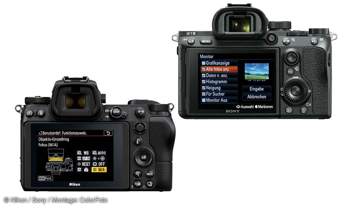 Nikon Z6 und Sony A7 III: Sucher und Monitor