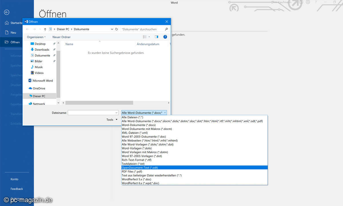OpenOffice-Dateien in Word öffnen und andersrum