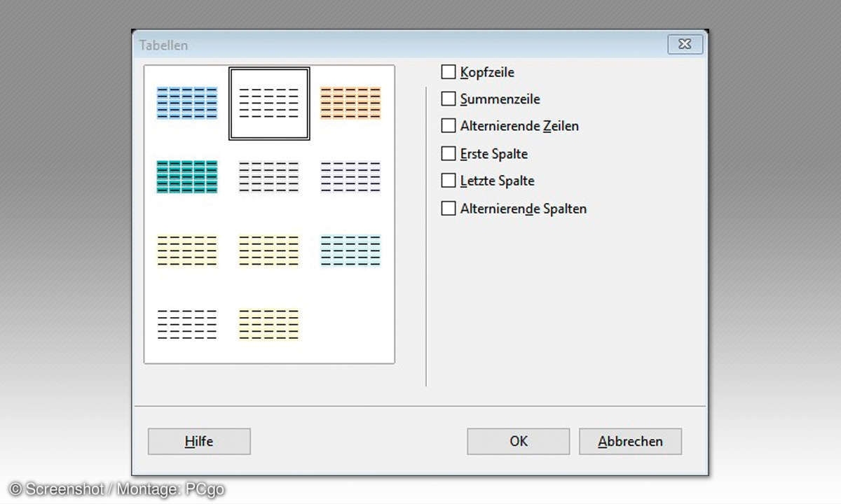 Visitenkarten mit Draw - Tabelle erstellen