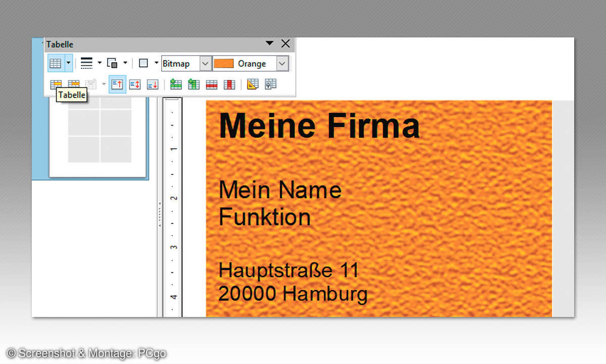 Visitenkarten mit Draw - Hintergrund