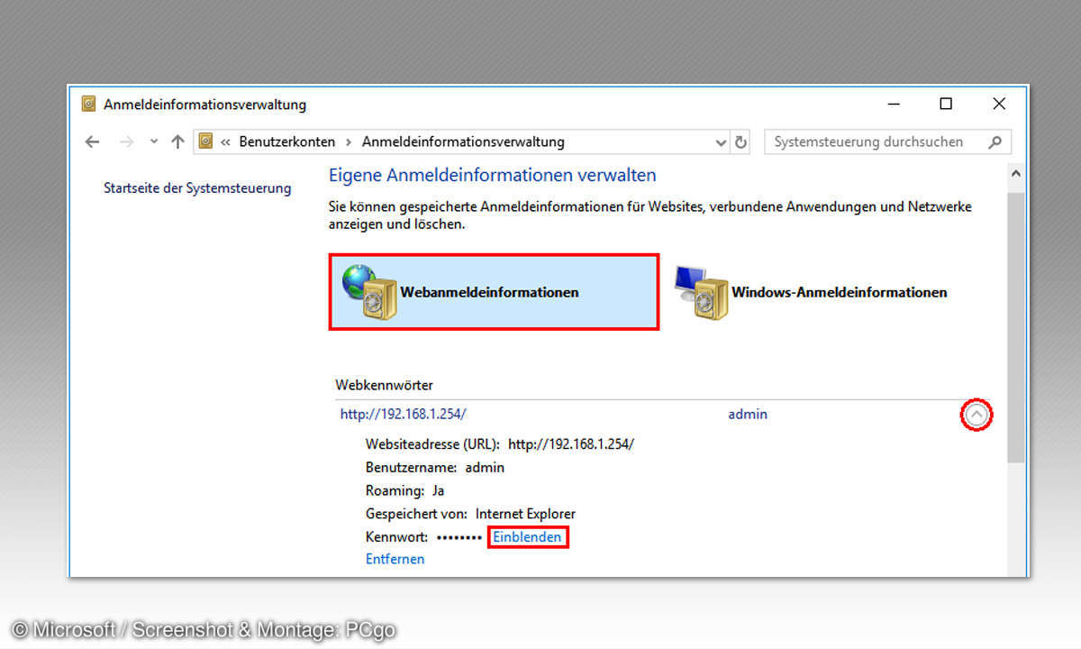 Edge: Tipps zum Verwalten und Anzeigen von Kennwörtern - Webkennwörter