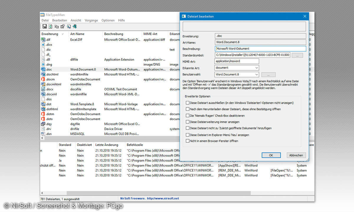 Windows-Dateinamen-Erweiterungen - FileTypesMan Screen
