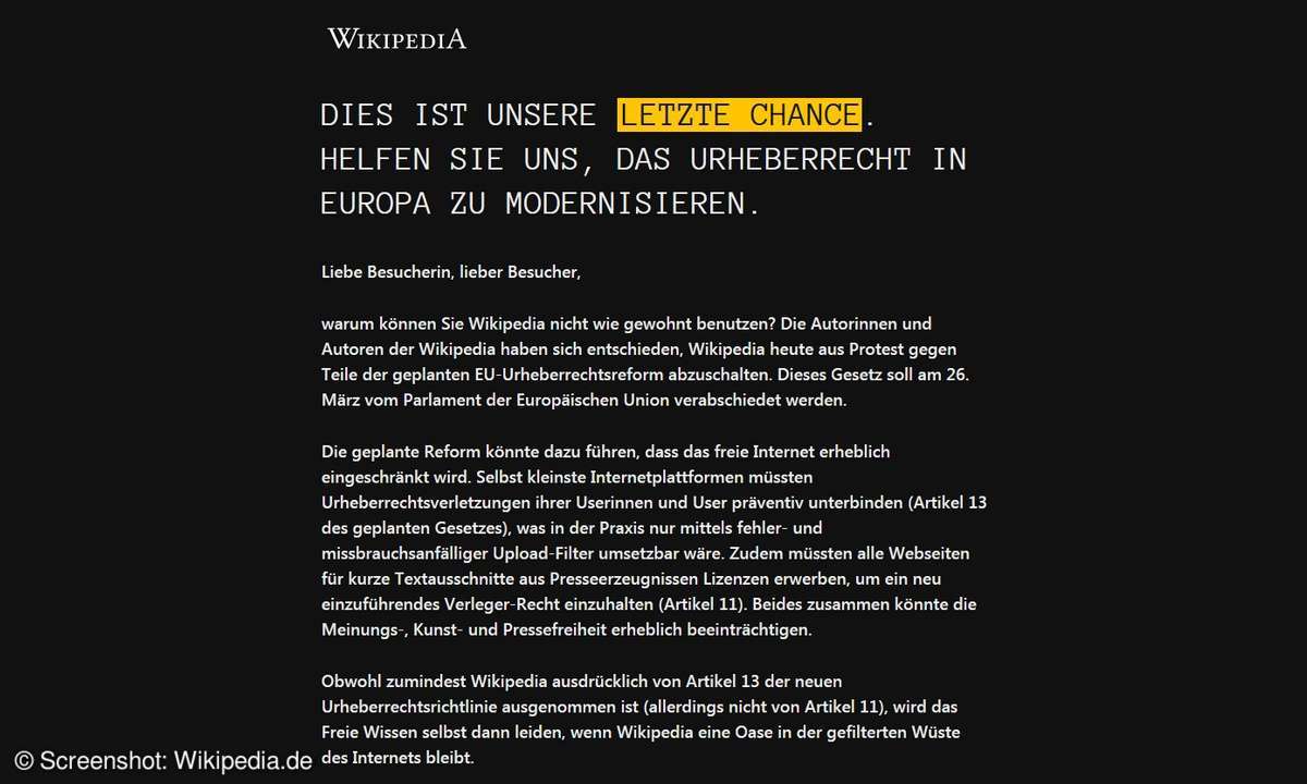 Wikipedia deutsch abschaltung umgehen