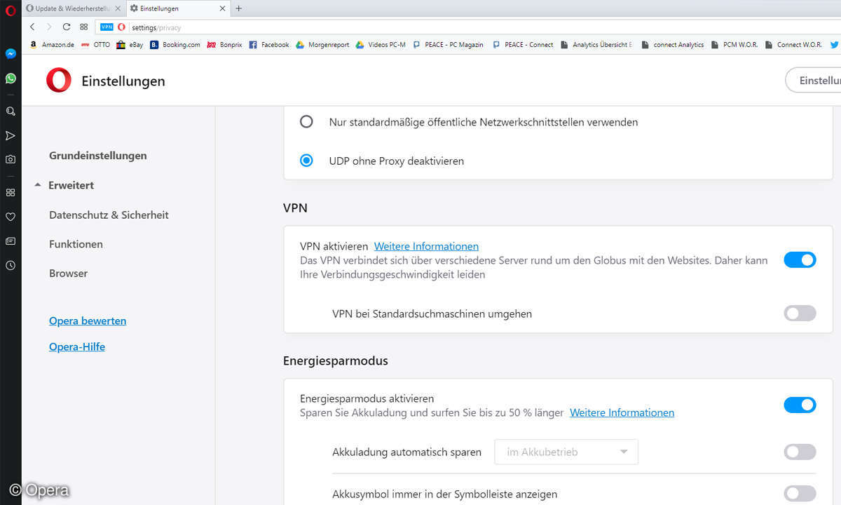 Opera VPN Einstellungen