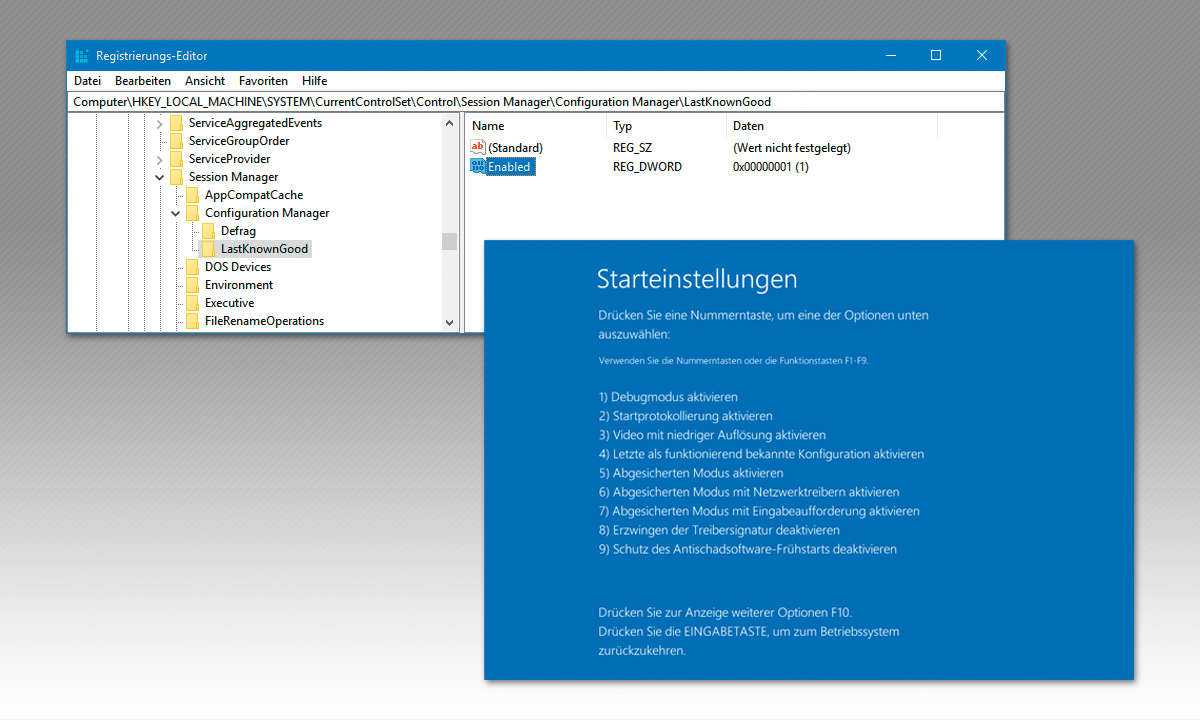 Windows 10: So aktivieren Sie die letzte bekannte Konfiguration im Bootmenü