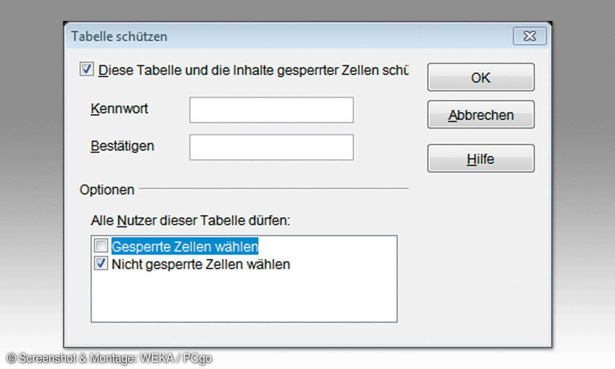Stundennachweis mit Calc: Tabellenschutz